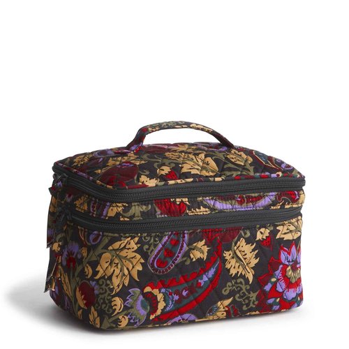 Vera Bradley Premium Cotton Brush Up Cosmetic Case, Midnight Garden Paisley