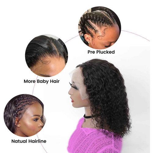 yuccy Short Bob Wigs 13x4 Deep Curly Lace Front Wigs Human Hair For Black Women 250 density Glueless HD Lace Front Wigs Human Hair Pre Plucked with Baby Hair Natural Hairline 10 Inch…