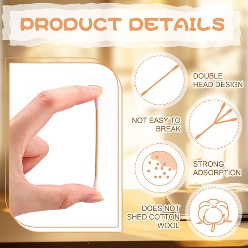 Dunzy 20000 Pcs Bamboo Cotton Swabs Bulk 2.76 Inch Double Round Cotton Swabs with Wooden Sticks Travel Size for Ears Makeup Daily Cleaning Pet Care Arts Crafts