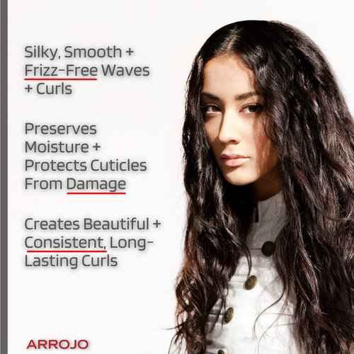Arrojo Triple-Barrel Mermaid Waving Wand — Infrared Technology Beach Waver — Temperature Control Curling Iron — Positive Ionic Curling Wand — 3 Barrel Curling Iron for All Types of Hair