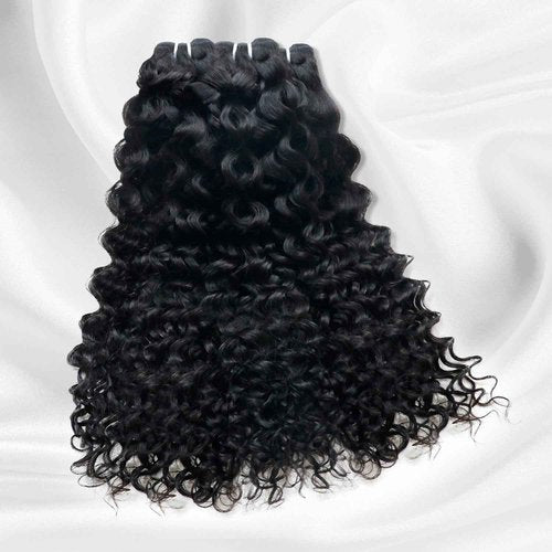 PHIPORNACI 15A Raw Curly Bundles Human Hair,One Bundles 24 Inch Water Wave Curly Human Hair,Triple Lifespan Indian Virgin Hair,Quick Weave Hair Extensions Natural Black