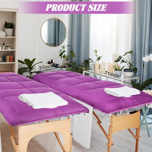 Oudain 4 Pcs Spa Massage Table Pad Beauty Massage Mattress Topper Massage Table Sheets Thickened Massage Bed Cover with Face Hole and Elastic Bands for Beauty Salon Spa Bed, 31.5 x 75 Inch (Purple)