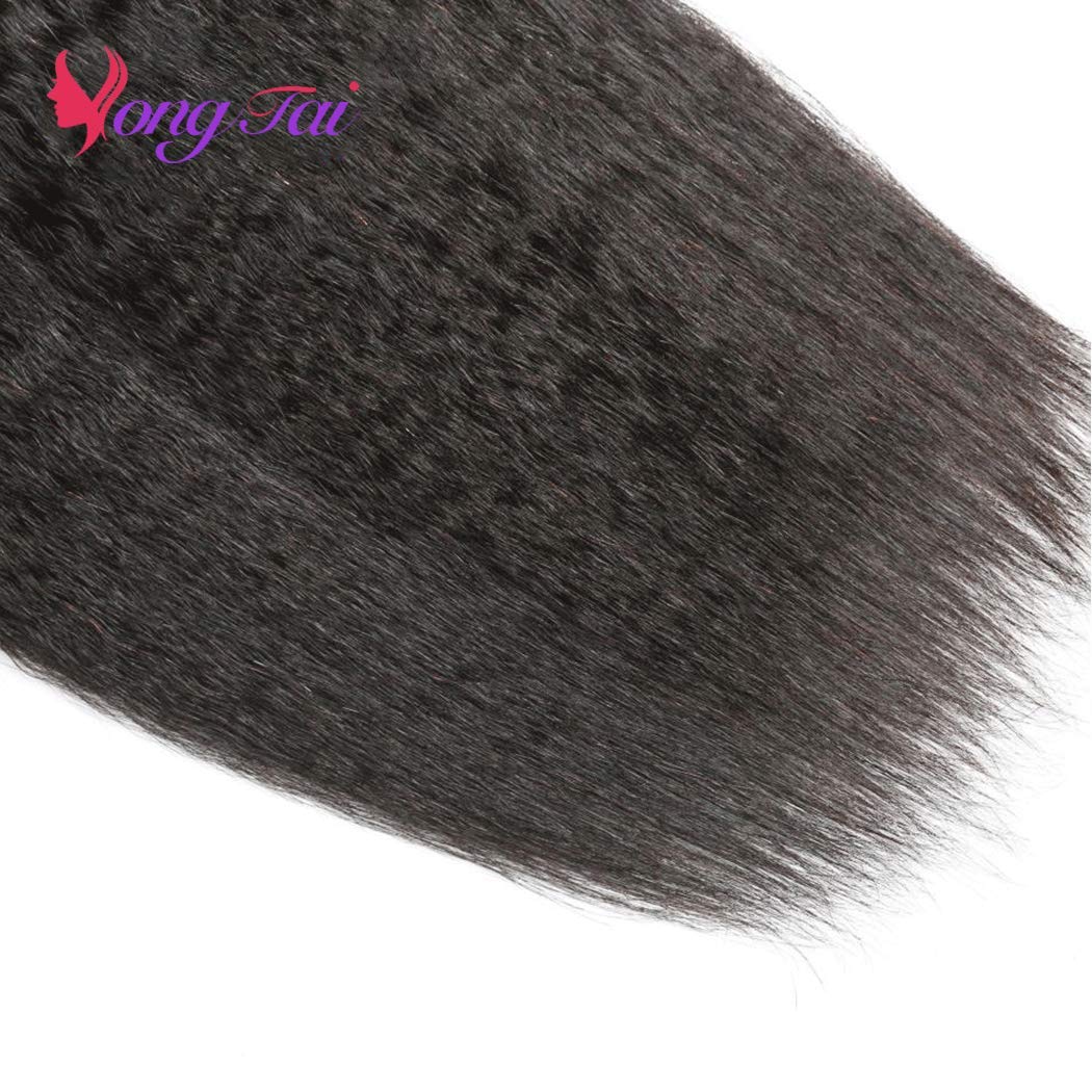 18 20 22 Inch Bundles Human Hair Kinky Straight, Yuyongtai Yaki Human Hair Bundles 100% Unprocessed Brazilian 3 Bundles Kinky Straight Human Hair Wave for Black Women