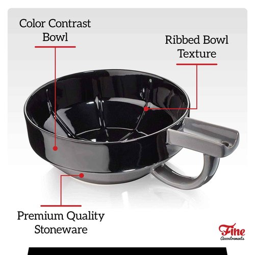 Fine ﻿Mr Lather Bowl, ﻿Gentleman's Ceramic Shaving Cream Bowl, Aerating Ribbed ﻿Texture, Brush Holder, Wall Mount Hole, Dark Color for Visual Contrast, Premium Stoneware Construction (Red)