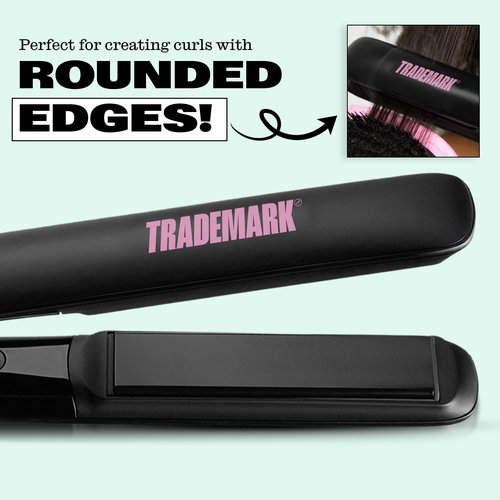 Trademark Beauty Cosmic Flat Iron Hair Straightener, 1 Inch Ceramic Flat Iron, Hair Straightener for All Hair Types Hair, Fast Heating - Black