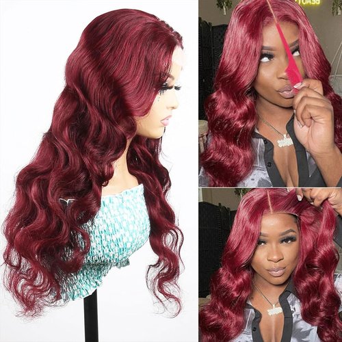 Wear and Go Glueless Wigs Pre Cut Pre Plucked for Beginners Wigs Burgundy 5x5 Lace Closure Wigs Human Hair 99J Burgundy 180% Density Glueless Pre Cut 3 Seconds to Wear 20 Inch