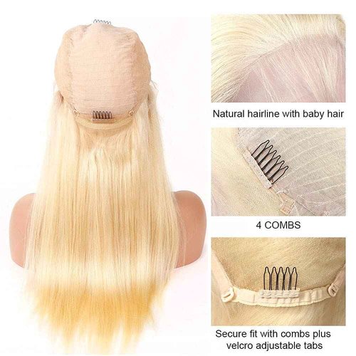 613 Lace Front Wig Human Hair 28Inch 13x4 Blonde Lace Front Wigs 210% Density 613 HD Lace Frontal Wig 12A Brazilian Long Straight Human Hair for Women Glueless Wigs Pre Plucked with Baby Hair