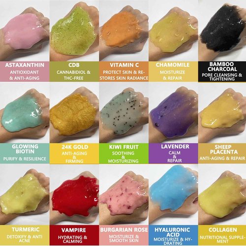 YMEYFAN 6 Jar Jelly Mask Powder for Facial Mask Professional Bundle (Hyaluronic Acid, Kiwi, Collagen, VC, Astaxanthin, Glowing Biotin)