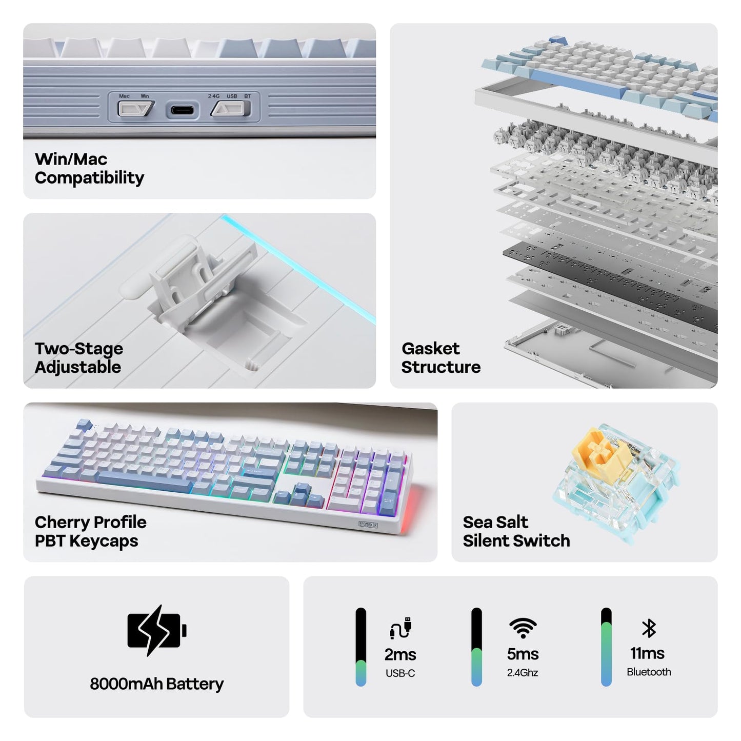EPOMAKER TH108 Full Size Mechanical Keyboard+Click Lite Wireless Gaming Mouse