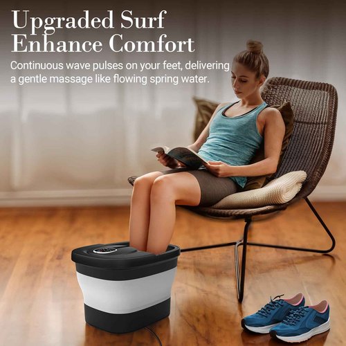 CuPiLo Foot Spa Bath Massager, 2025 Upgraded Foot Bath with Circulation Heat, Motorized Shiatsu Massage Balls, Pedicure Soaking Tub with Waves, Remote, Handle, Feet Stress Relief, Gifts