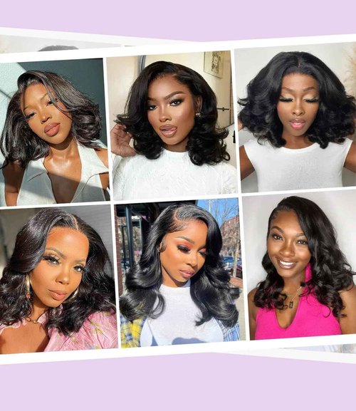 Bouncy Loose Wave Wig Human Hair Wigs for Black Women Glueless Wig Human Hair Pre Plucked Pre Cut 6X5 Loose Body Wave Lace Front Short Bob Wig Ready to Wear Wigs Glueless Human Hair