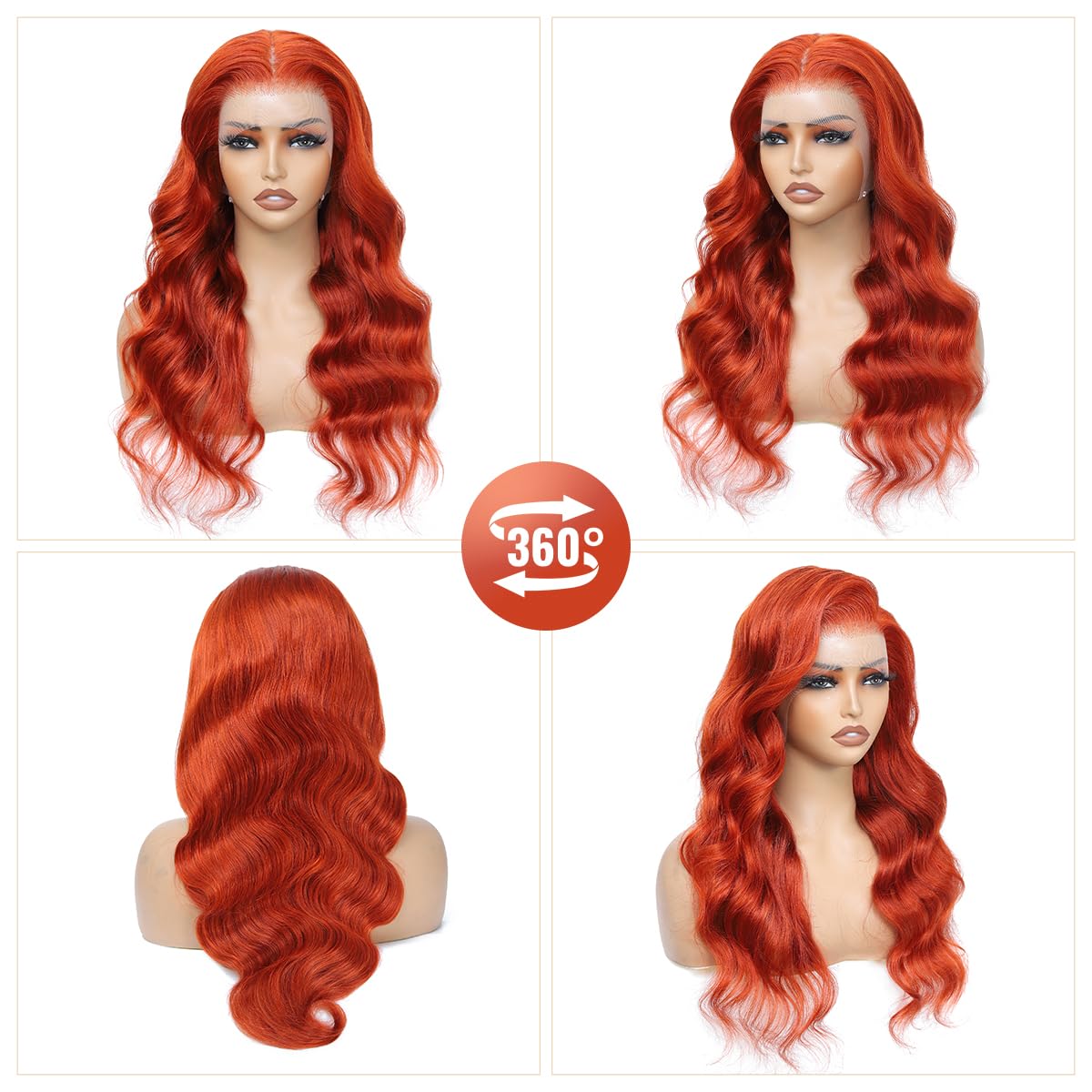 Ginger Lace Front Wigs Pre-Plucked with Baby Hair, 13x6 HD Body Wave Lace Frontal Wig, 180% Density Colored Glueless Orange Ginger Wig, 26 inch
