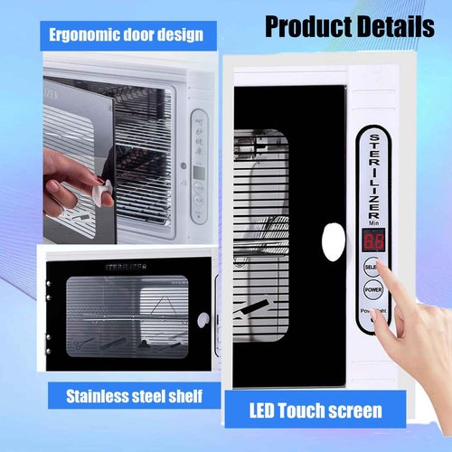 Shmian Sterilizer Cleaning Box, 12L Large Capacity Sterilization Cabinet, Profession LED Display Timing Sterilizer for Home SPA Salon Manicure Barber Tools Cleaning