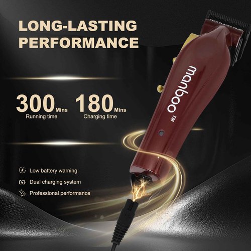 MANBOO Professional Hair Clippers for Men, Ceramic Blade Cordless Barber Set with 7800RPM Motor, Hair Cutting Kit with 14 Guide Combs for Fade (Wine Red)