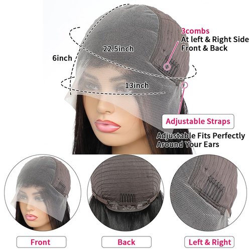 Water Wave Lace Front Wigs Human Hair 13x6 Full Frontal HD Transparent Human Hair Lace Front Wigs for Women 180% Density Deep Curly Human Hair Wigs Wet And Wavy Pre Plucked with Baby Hair 18Inch