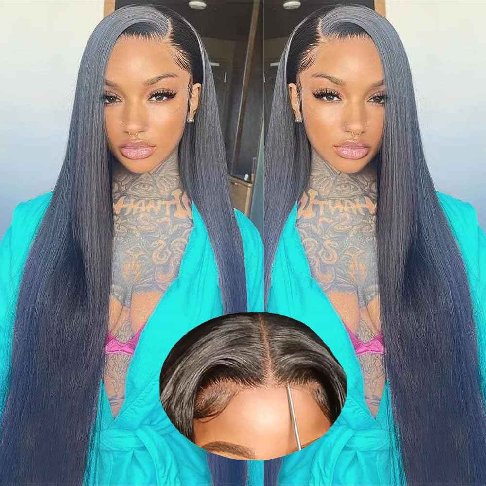 LATTIXXIA 6x5 Wear and Go Glueless Wigs Human Hair Pre Plucked Pre Cut 200% Density HD Lace Straight Lace Front Wigs Human Hair Glueless Lace Front Wigs For Women 26 Inch