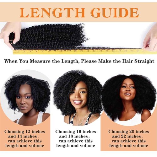 QiaQiaRing Afro Kinky Curly Clip Ins Human Hair 20inch Hair Extensions for African Americans 4B 4C Real Human Hair Double Weft Afro Curly Clip in Hair Extensions 8Pcs18Clips 1B Black Color (20inch)