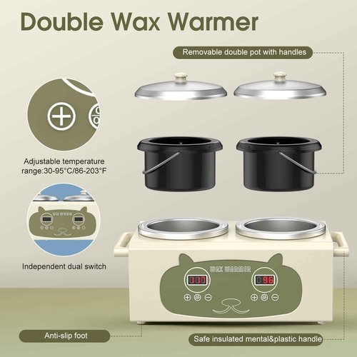 Qiiugirl Professional Hair Removal Wax Pot Heater with Waxing Kits for Hair Removal, Green