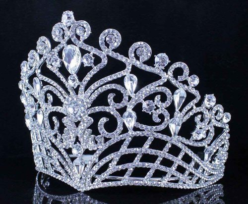 Lush Clear Austrian Crystal Rhinestone Tiara Crown Bridal Prom Pageant T11884 (Silver Plated)