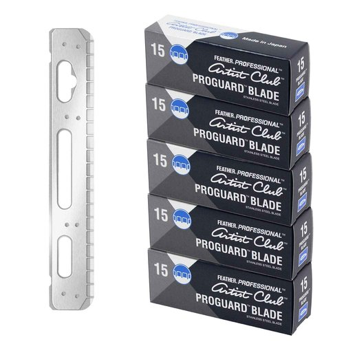 Feather Artist Club ProGuard Razor Blades - (5 Pack of 15) - Single Straight Edge Razor Blades with Guard Refills for Shaving - For Men & Barbers