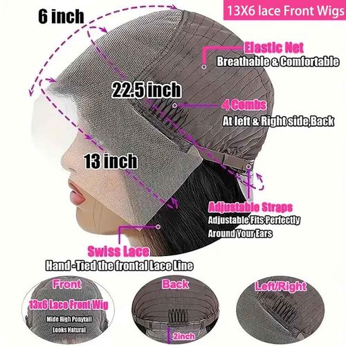 MMFZPHEIR Deep Wave Lace Front Wigs Human Hair 200% Density 13x6 HD Transparent Deep Wave Frontal Wigs Human Hair With Baby Hair(26 Inch)