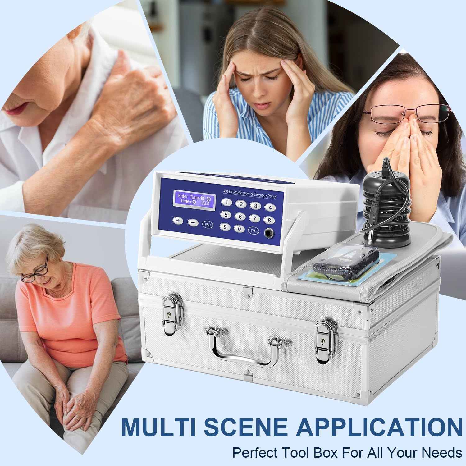 Ionic Foot Bath Detox Machine, Foot SPA Detox Cleanse Machine with 2 Arrays, Far Infrared Waistbelt, 80pcs Liners