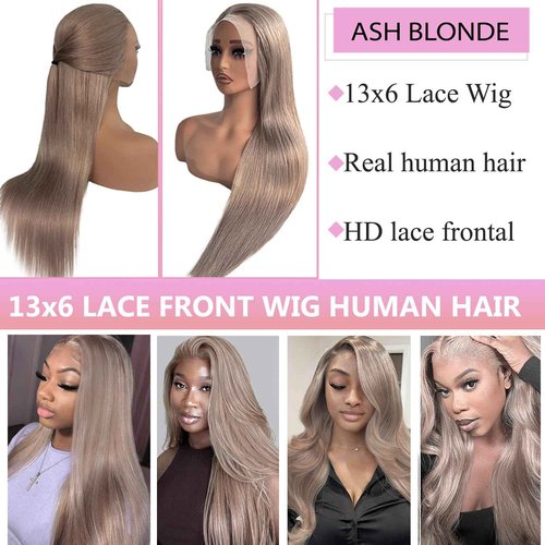 Valiilo Ash Blonde Wig Human Hair 13x6 Lace Front Wig Pre Plucked 22 Inch Glueless Wig Colored Human Hair for Women