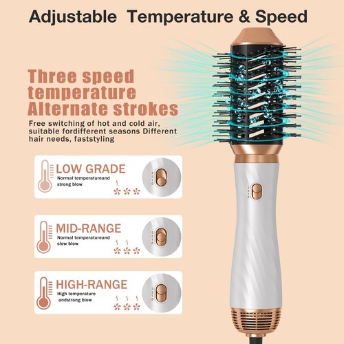 6 in 1 Blow Dryer Brush, Detachable Hair Dryer Brush Air Curler Air Styler Wrap, Curly Twist Hot Curling Iron, Blow Dryer Hot Styler Negative Ion, Travel Hair Styling Tool