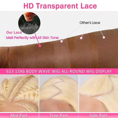 raztcrb 613 Lace Front Wig Human Hair 13x6 Blonde Wig Human Hair 613 Body Wave HD Lace Frontal Wigs Human Hair Pre Plucked Blonde Lace Front Wigs for Women 30 inch