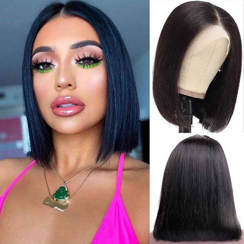 JOHLUA Bob Wig Human Hair 13X4 Lace Front Wigs Human Hair 14 Inch 180% Density Short Bob Wigs for Women HD Lace Frontal Wigs Human Hair Pre Plucked with Baby Hair
