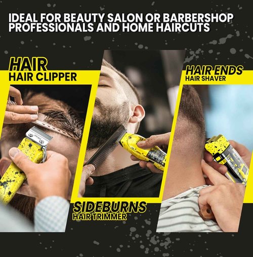 DSP Hair Clipper, Trimmer, Shaver Kits for Men Professional Barber Clipper and Trimmer Sets with Travel Case, Rechargeable, LED Display, Yellow