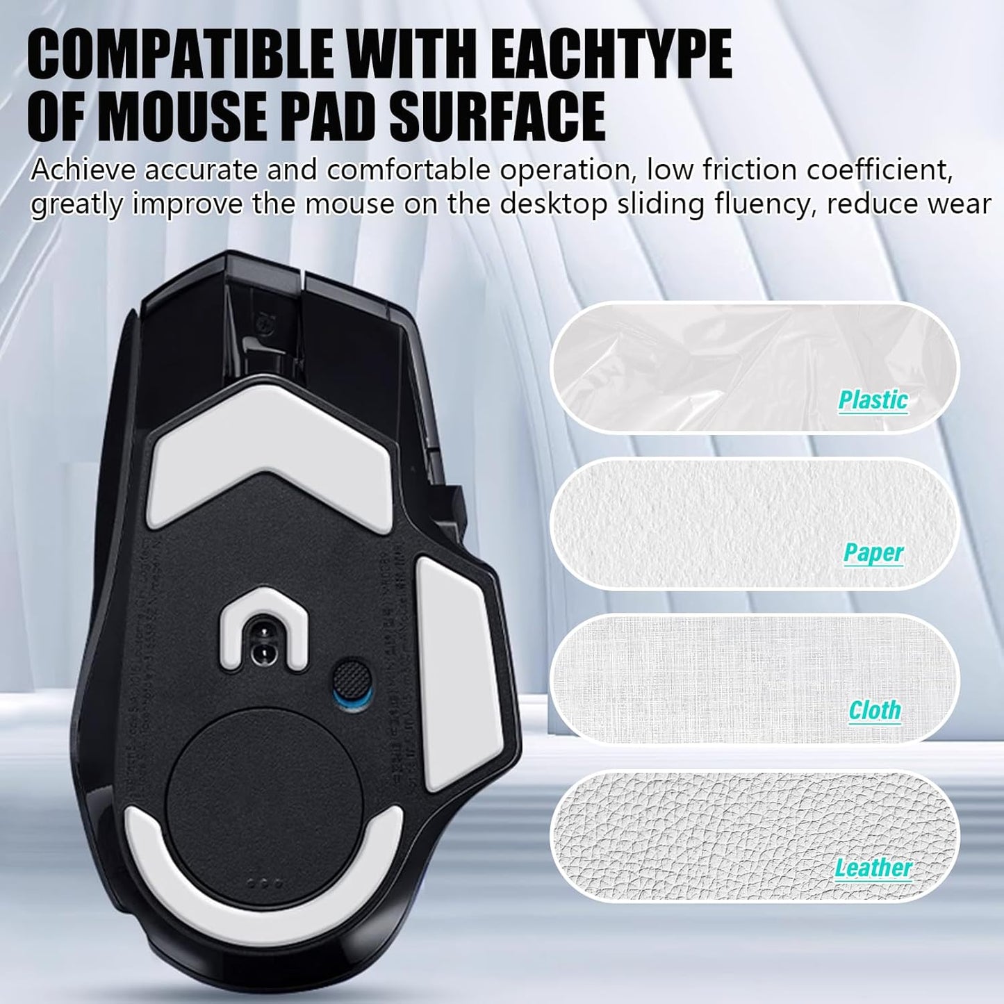 2 Pack G Pro 2 Lightspeed Wireless/G Pro Wireless Gaming Mouse Feet Sliding Stickers, Mice Glass Skates Pad Compatible with Logitech Mouse Feet Replacement (Glide Mice Skates, White PTFE)