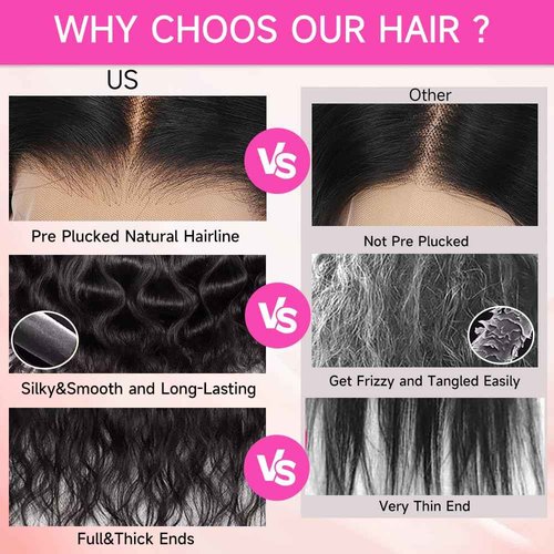 KOTTN 13x6 Body Wave Lace Front Wigs Human Hair 26 Inch 200 Density HD Lace Frontal Wigs 12A Brazilian Virgin Human Hair Wig pre Plucked Natural Hairline 3x Longer Lifespan