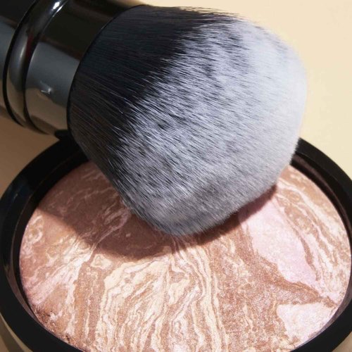 LAURA GELLER NEW YORK Baked Balance-n-Brighten Powder Foundation - Deep + Spackle Super-Size Skin Perfecting Makeup Primer - Ethereal Rose Glow + Retractable Airbrush Kabuki Brush