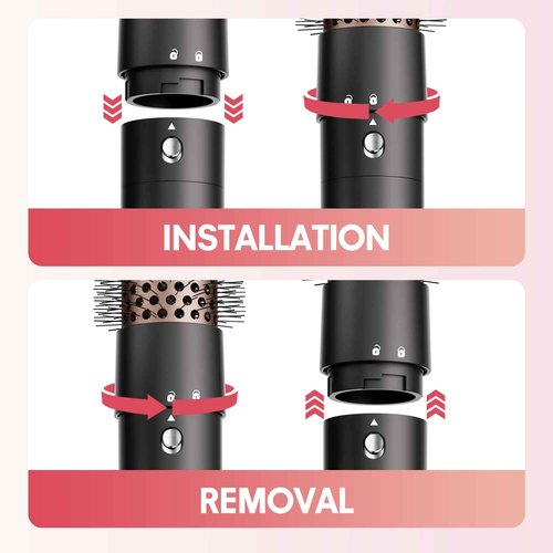 6 in 1 Air Wrap Hair Styler - Hair Dryer Brush, High-Speed Blow Dryer Brush with Auto-Wrap Curlers, Paddle Brush, Oval Brush for Drying/Curling/Straightening, Hair Styling Tools for Travel, Rose Gold