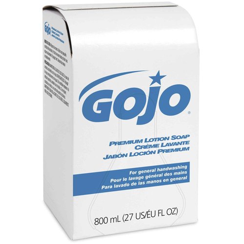GOJO Premium Lotion Soap, Waterfall Fragrance, 800 mL Lotion Hand Soap Refill 800 Series Bag-In-Box Soap Dispenser (Pack of 12) - 9106-12