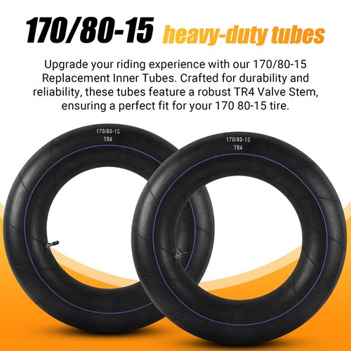 AR-PRO (2-Pack) 170/80-15 Replacement Inner Tubes Heavy Duty with TR4 Valve Stem - Premium Butyl Rubber Power Sports Inner Tube Perfect for 170 80-15 Tire