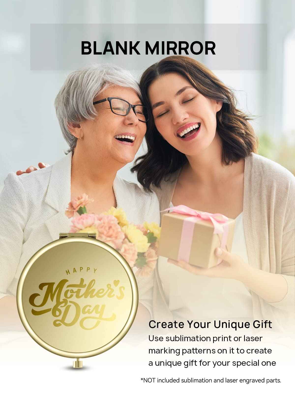 Getinbulk Compact Mirror Bulk, Pack of 12 Double-Sided 1X/2X Magnifying Metal Makeup Mirrors(Round, Gold)