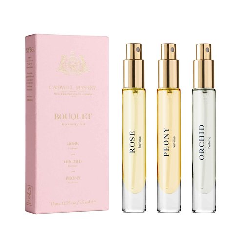 Caswell-Massey Bouquet Discovery Set – Includes Peony, Orchid & Rose – Travel Size Perfume for Women, Vibrant Floral Scents – Botanical Perfume Gift Set – Made in USA, 0.25 Fl Oz Each
