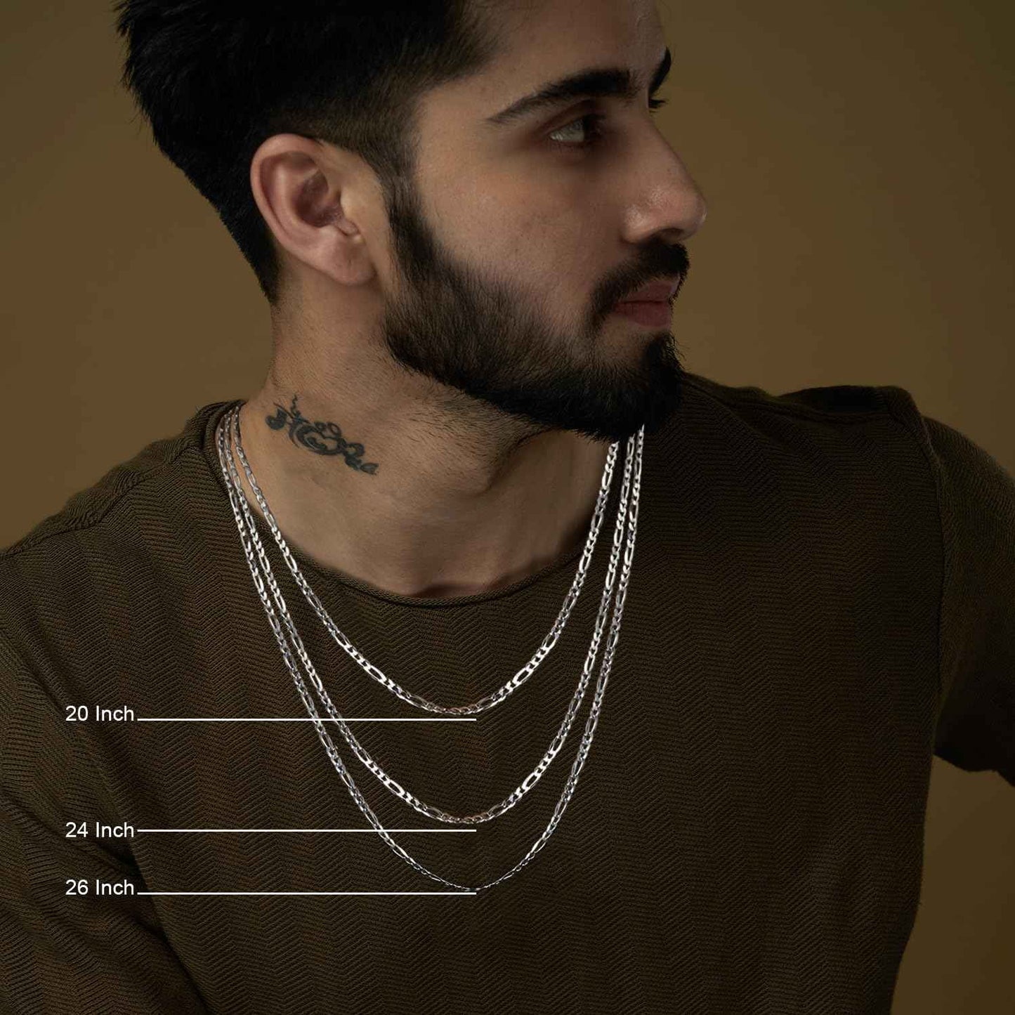 LeCalla 925 Sterling Silver Italian 3.5 MM Solid Diamond-Cut Figaro Link Chain Necklace for Men and Women 26 Inches