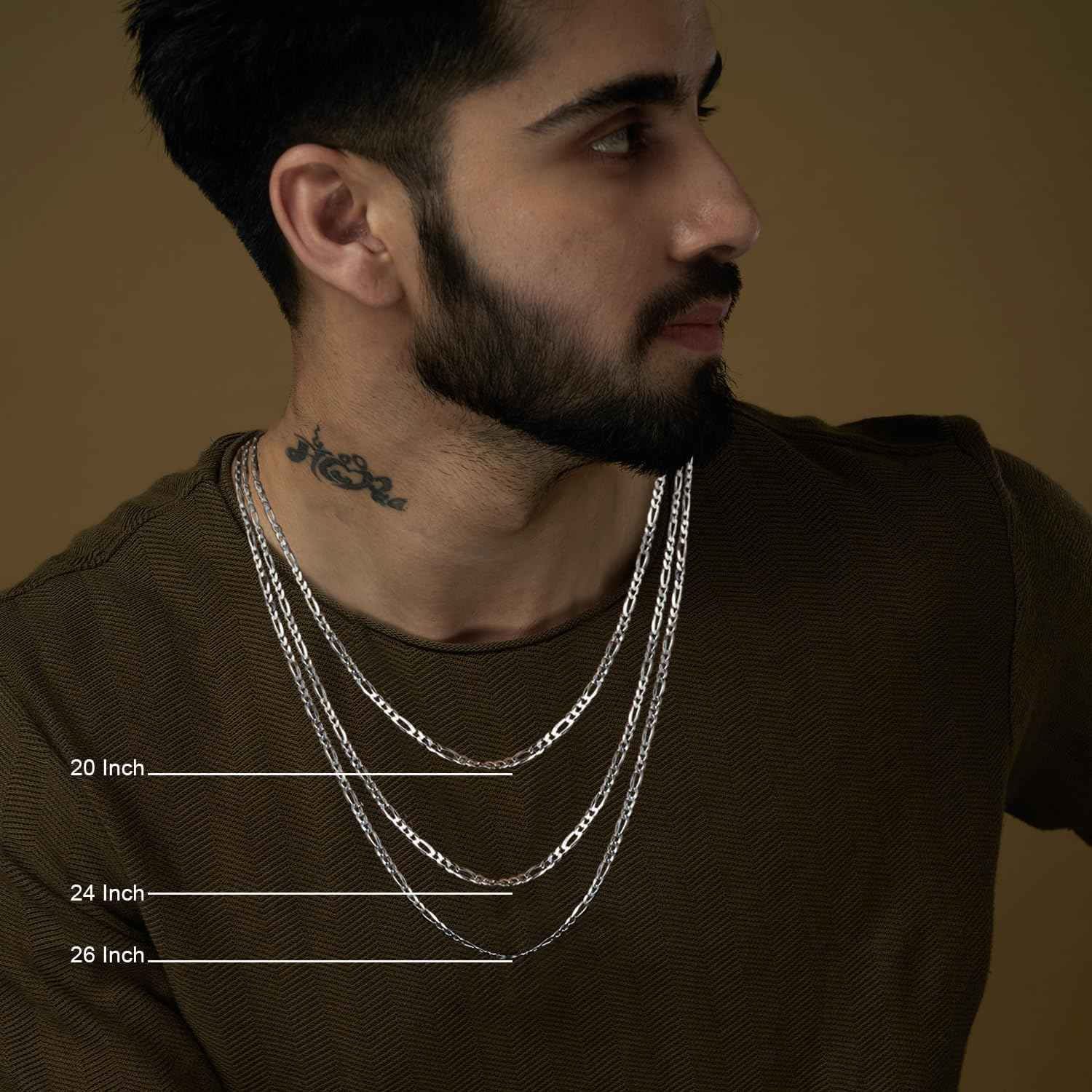 LeCalla 925 Sterling Silver Italian 3.5 MM Solid Diamond-Cut Figaro Link Chain Necklace for Men and Women 26 Inches