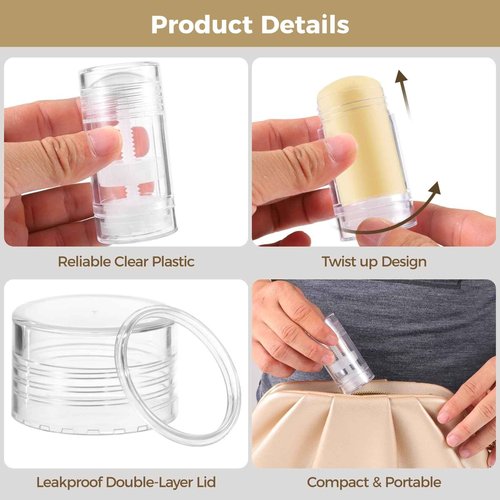 60 PCS Empty Deodorant Containers, 1 oz Twist Up Filling Stick Clear Plastic Containers, 30 ml Deodorant Tubes Empty, Twist-up Clear Tube for DIY Lipstick, Chapstick, Crayons