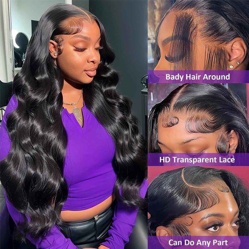 Zazumi 32 Inch 13x6 Body Wave Lace Front Wigs Human Hair 200 Density HD Transparent Lace Frontal Human Hair Wig for Black Women Glueless Wigs Human Hair Pre Plucked