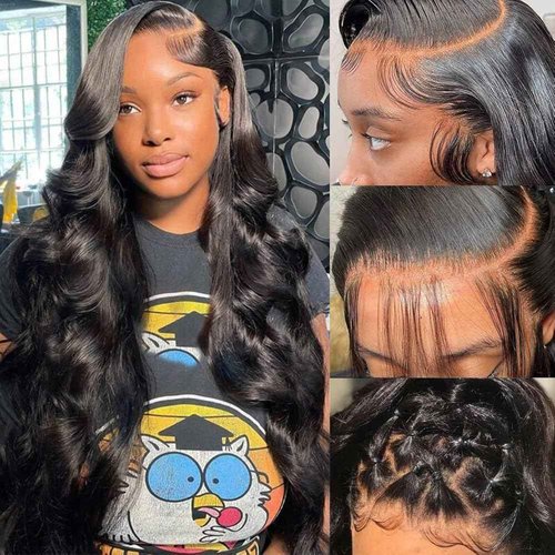 Devonia 13x4 Body Wave Lace Front Wigs Human Hair Pre Plucked 180 Density HD Lace Front Wigs for Women Wigs Human Hair Lace Frontal Natural Black Color Body Wave Wig 22 Inch