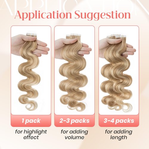 Elailite Wavy Tape in Hair Extensions Human Hair Body Wave Real Remy Hairpieces Ash Blonde & Bleach Blonde 20 Inch 50g 20pcs Invisible Seamless Skin Weft Best Tape for Women