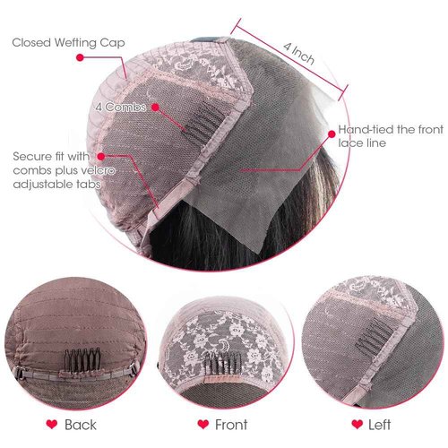 aallinine 13x4 Lace Front Bob Wigs Human Hair HD Lace Bob Wig Human Hair Straight Frontal Bob Wigs for Black Women Pre Plucked with Baby Hair 10 Inch Natural Color