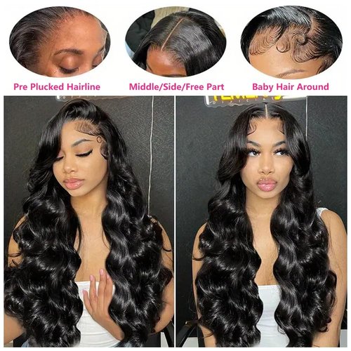 virginess 13x4 Body Wave Lace Front Wigs Human Hair Pre Plucked 180% Density HD Transparent Lace Frontal Wigs Human Hair for Women Glueless Wigs Human Hair With Baby Hair 18 Inch