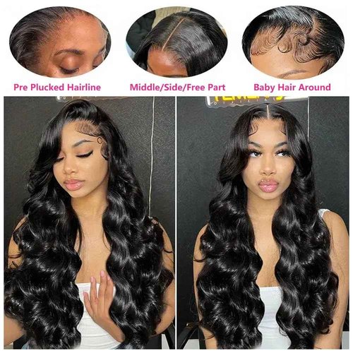 virginess 13x4 Body Wave Lace Front Wigs Human Hair Pre Plucked 180% Density HD Transparent Lace Frontal Wigs Human Hair for Women Glueless Wigs Human Hair With Baby Hair 22 Inch