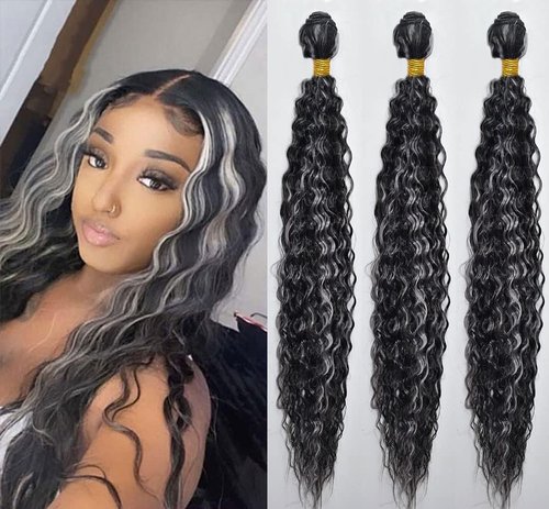 Condescension Human Hair Bundles P4/GREY 20 22 24 inch Deep Wave Human Hair Bundles Highlight Chocolate Grey Unprocessed Brazilian Virgin Quick Weave Hair for Black Women