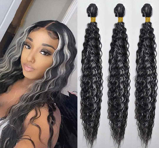 Giginger P4/GREY Human Hair Bundles 20 22 24 inch Deep Wave Bundles Human Hair Highlight Chocolate Grey Brazilian Unprocessed Virgin Quick Weave Hair for Black Women